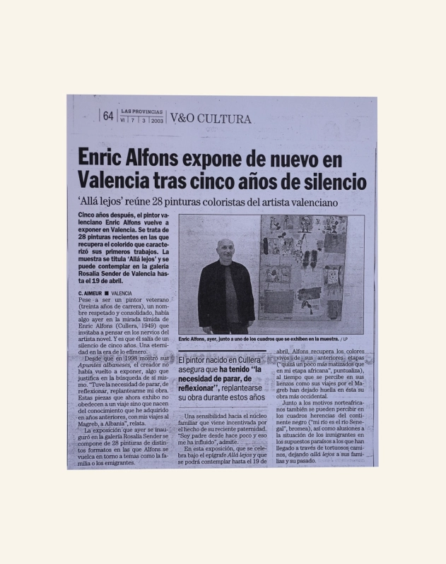 Enric Alfons expone de nuevo en Valencia tras cinco años de silencio