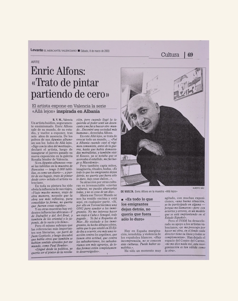 Enric Alfons: «Trato de pintar partiendo de cero»