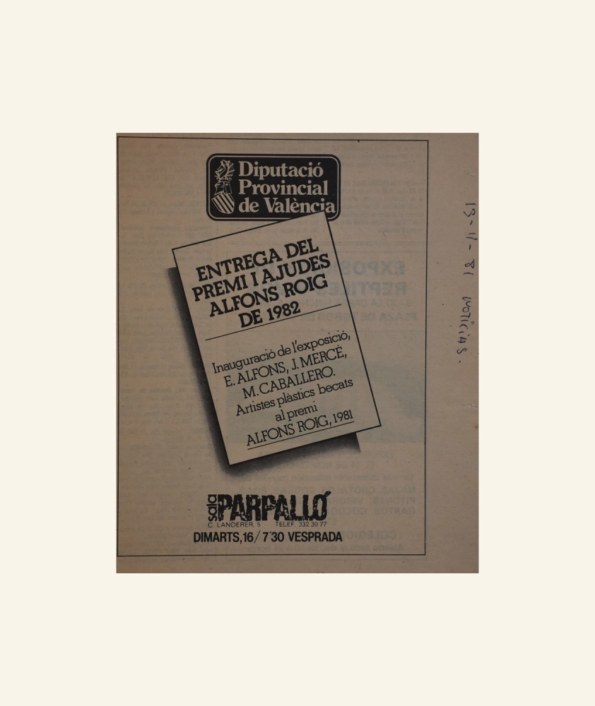 Anuncio ENTREGA DEL PREMI I AJUDES ALFONS ROIG DE 1982