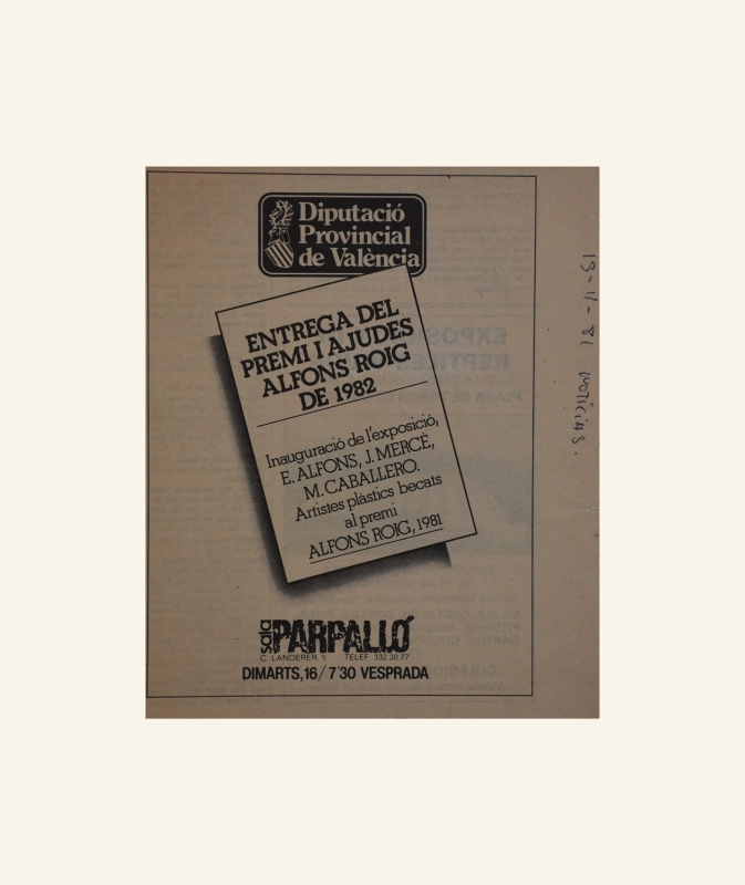 Anuncio ENTREGA DEL PREMI I AJUDES ALFONS ROIG DE 1982