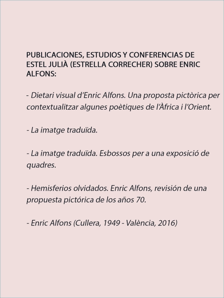 PUBLICACIONES, ESTUDIOS Y CONFERENCIAS DE ESTEL JULIÀ (ESTRELLA CORRECHER) SOBRE ENRIC ALFONS